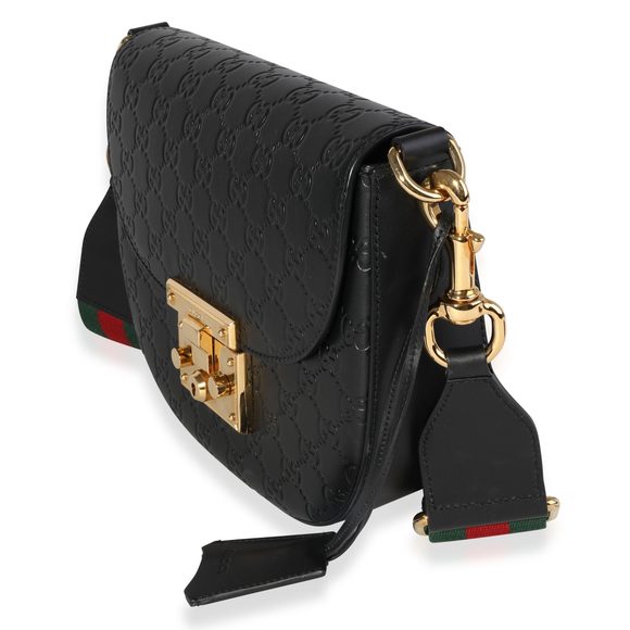 Gucci Black Guccissima Padlock Messenger Bag - Picture 2 of 8